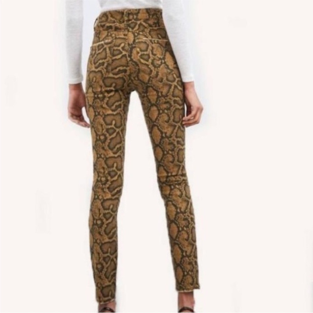 NWT Zara Brown Python Snake Print Stretch High Rise Skinny Jeans Womens Size 4 - Picture 2 of 13